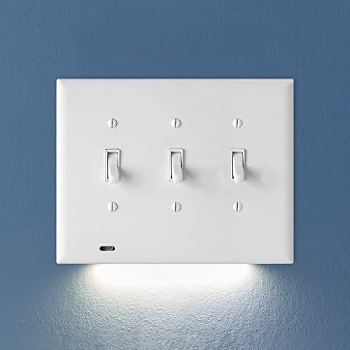 יחיד - מתג Snappower [עבור מתגי תאורה משולשים -גנג] - צלחת קיר מתג אור עם אורות לילה מובנים LED - אפשרויות